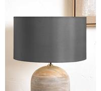 Ruma Steel Grey Silk Lined Cylinder Shade For Floor Lamps Grey