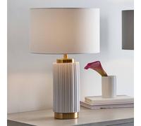Pacific Lifestyle White Textured Ceramic And Gold Metal Table Lamp