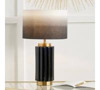 Ruma Textured Dark Green & Gold Ceramic Art Deco Table Lamp in Black