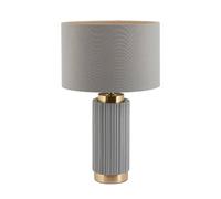 Ruma Textured Dark Green & Gold Ceramic Art Deco Table Lamp in Grey