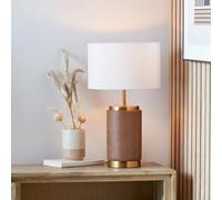 Ruma Wood Effect Ceramic Table Lamp with Shade in Brown Ruma Brown