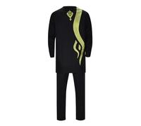 RUMAOZIA 2 Piece Men's African Outfit, Traditional Tribal Outfits, Dashiki Suit, Long Sleeve Shirt and Trousers with Pockets, Fashion Fits Clothing, Casual Dress, African Outfits, black, M