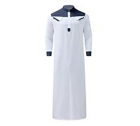 RUMAOZIA Arabic Clothing Men's Muslim Kaftan Abaya Men's Robe Crew Collar Thobe Arabic Prayer Eid Clothing Islamic Clothing From The Middle East Prayer Clothing for Men, P Blue, XXXXXL