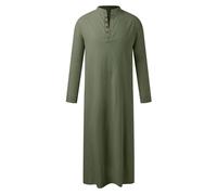 RUMAOZIA Arabic Clothing Men's Muslim Kaftan Abaya Men's Robe Crew Stand-Up Collar Thobe Arabic Prayer Eid Clothing Islamic Clothing from the Middle East Prayer Clothing for Men, N Green, XL