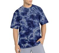 RUMAOZIA Batik T-Shirt Men's Tie Dye Colourful T-Shirts Batik Shirt Men's Short Sleeve Clothing Unisex Tie Dye Shirt Cotton Tie Dye 2025 Summer Tops Hawaii Beach Casual Sports Shirt, darkblue, XXL