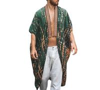 RUMAOZIA Beach Poncho Men's Long Beach Sun Protection Cardigan Bathrobe for Men Large Sizes for Swimwear Sexy Beach Lightweight Kimono Muscle Top Transition Jacket Summer Cardigan, O Green, 3XL