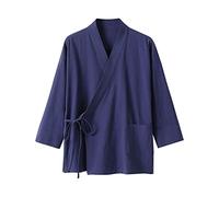RUMAOZIA Cardigan Kimono Men's Japanese Casual Outerwear Traditional Classic Samurai Clothing Summer Beach Breathable Kimono Shirt Loose Streetwear Yukata Haori Shirts, O Blue, XXL