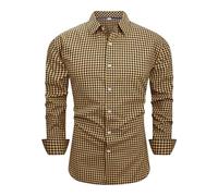 RUMAOZIA Checked Shirt Men's Slim Fit Non-Iron Casual Shirt Long Sleeve Checked Traditional Shirt Checked Shirts Essentials Business Shirt Hawaiian Shirt Summer Shirt Button Down Breathable Shirt