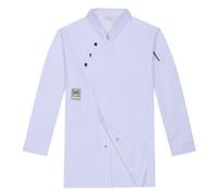 RUMAOZIA Chef's Jacket Men's Long Sleeve Slim Fit Chef Uniform Baker's Jacket Men's Chef Jacket Hospitality Uniform Worker Jacket Baker's Jacket Long Sleeve Kitchen Chef Coat Work Wear Plain, White, L