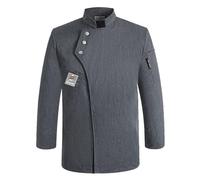 RUMAOZIA Chef's Jacket Men's Long Sleeve Slim Fit Chef Uniform Baker's Jacket Men's Chef Jacket Hospitality Uniform Worker Jacket Baker's Jacket Long Sleeve Kitchen Chef Coat Work Wear Plain, gray, XL