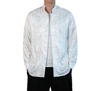 RUMAOZIA Chinese Men's Clothing Men Satin Mandarin Collar Silk Shirts Collar Chinese Dress Tang Suit Jacket Martial Arts Kung Fu Shirts Chinese Tang Suit National Costumes, O White, M