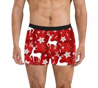 RUMAOZIA Christmas Boxer Shorts Men's Funny Christmas Boxer Shorts Christmas Motif Underwear Comfortable Soft Boxer Shorts Winter Christmas Gifts for Men, O White, L