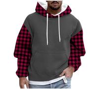 RUMAOZIA Colour Block Men's Sweatshirt Hoodie Colour Block Sweatshirt Casual Hoody Long Sleeve Pullover Men's Hooded Jacket Drawstring with Pocket Hoodie Hooded Pullover Crew Neck with Hood, Red