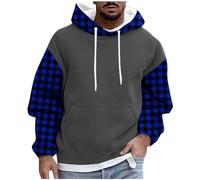 RUMAOZIA Colour Block Men's Sweatshirt Hoodie Colour Block Sweatshirt Casual Hoody Long Sleeve Pullover Men's Hooded Jacket Drawstring with Pocket Hoodie Hooded Pullover Crew Neck with Hood, blue, S