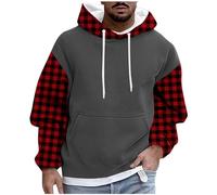 RUMAOZIA Colour Block Men's Sweatshirt Hoodie Colour Block Sweatshirt Casual Hoody Long Sleeve Pullover Men's Hooded Jacket Drawstring with Pocket Hoodie Hooded Pullover Crew Neck with Hood, red, L