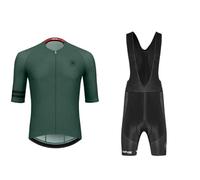 RUMAOZIA Cycling Jersey Set Men's Short Sleeve Quick Drying Breathable Cycling Clothing Cycling Jersey + Bib Shorts for Cycling MTB Road Bike, Green, L