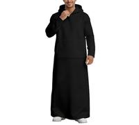 RUMAOZIA Djellaba Men's Muslim Ramadan Qamis Hooded Prayer Islamic Abaya Long Sleeve Kamis Moroccan Kaftan Jelaba Kaftan Muslim Dresses Ethnic Maxi Dress Islamic Clothing Men's Thobe, O Black, XXL