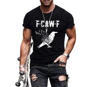 RUMAOZIA F-Caw-F Shirt Men's F-Caw-F Funny Black Bird T-Shirt Funny Halloween Costume Vintage Classic Gothic Clothing Adult Humour T-Shirt Short Sleeve Crew Neck Summer Basic Top, O Black, L