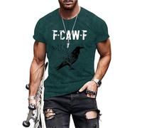 RUMAOZIA F-Caw-F Shirt Men's F-Caw-F Funny Black Bird T-Shirt Funny Halloween Costume Vintage Classic Gothic Clothing Adult Humour T-Shirt Short Sleeve Crew Neck Summer Basic Top, O Dark Green, XL