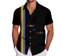RUMAOZIA Gay Pride Month Shirt Men's Rainbow Multicoloured Short Sleeve Shirt LGBTQ Rainbow Men's Shirt Rainbow Flag Hawaiian Shirt Pride Month T-Shirt Beach Shirt Love is Love Shirt Rainbow Costume