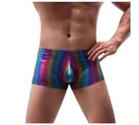 RUMAOZIA Glitter Boxer Shorts Men's Rainbow No Ride Up Underwear Stretch Slim Boxer Gradient Colour Briefs Long Underwear Shiny Sexy Sports Leggings Swimming Trunks, purple, M