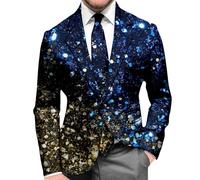 RUMAOZIA Glitter Suit Men's Jacket Men's Disco Party Suit New Year's Eve Outfit Modern Glitter Jacket Sequins Printed Golden Wedding Slim Fit One Jacket Shiny Suit Jacket Performance Costume