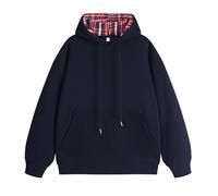 RUMAOZIA Hoodie for Men, Patchwork Hoodie, Long Sleeve Basic Sweatshirt, Pullover, Autumn Sports Hoodie, Comfortable Baggy Coat with Hood, Oversized Colour Block Sweatshirts, Plain, O Navy, XXL