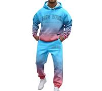RUMAOZIA Jogging Suit Men's Set New York Logo Colour Gradient Activewear Tracksuit Hoodie and Jogging Bottoms Two Piece Long Sleeve Sports Suit Y2K Comfortable Set Baggy Fitness Suit Print Leisure