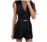 RUMAOZIA Jumpsuit Women's Elegant Summer Sleeveless Jumpsuit Summer Tank Romper Sleeveless Playsuit One-Piece Jumpsuit Without Belt Women Tops Top and Shorts Summer Trouser Suit Playsuit, black, S