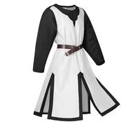 RUMAOZIA Medieval Knight Tunic Costume Crusader Templar Knight Fancy Dress LARP Cosplay Shirts Renaissance Vintage Templar Tunic with Black Viking Belt for Halloween Cosplay Oktoberfest