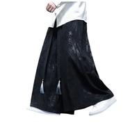 RUMAOZIA Men's Baggy Corduroy Trousers with Wide Leg, Men's Straight Casual Trousers with Drawstring Elastic Waist Autumn Winter Corduroy Trousers Chinese Casual Trousers Loose Kung Fu Trousers Hip