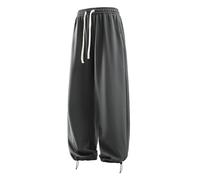 RUMAOZIA Men's Cargo Trousers Long with Elasticated Baggy Parachute Trousers Loose Fit Beam Feet Cargo Trousers Men's Long Drawstring Parachute Casual Y2K Trousers Adjustable Waist Lightweight Street