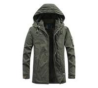 RUMAOZIA Men's Coat German Army Parka Jacket Fleece Lining with Hood Winter Coat Many Pockets Thick Military Jacket Long Thermal Functional Parka Warm Outdoor Winter Jacket Windproof Transition Jacket