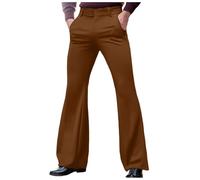 RUMAOZIA Men's Corduroy Pants Bootcut Flared Pants 70s Pants Vintage Wide Leg Carnival Disco Pants Vintage High Flared Pants Stretch Flared Pants Hippie Casual Pants Solid Color, Z01 coffee, S
