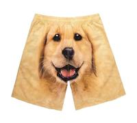 RUMAOZIA Men's Khaki Cartoon Print Low Rise Drop Crotch Loose Fit Linen Shorts with Pockets