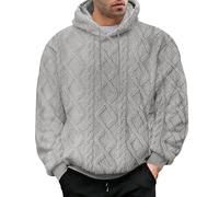 RUMAOZIA Men's Knitted Pullover with Hood Oversized Sweatshirt Men's Winter Jumper Hoodies with Cable Knit Hoodie Warm Chunky Knit Long Sleeve Hoodie Leisure Loose Hoodie, O Grey, M