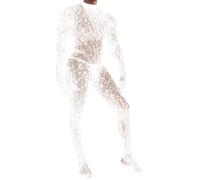 RUMAOZIA Men's One-Piece Bodysuit Erotic Stockings with Leopard Print Fishnet Stockings Men String Body Sexy Underwear Men's Body Shirt Undershirt Underwear Sissy Jumpsuit Stretch Tights, O White, One