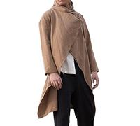 RUMAOZIA Men's Poncho Irregular Long Coat Cotton Linen Pullover Men Long Casual Cotton and Linen Poncho Streetwear Plain Casual Poncho Cape Coat Autumn Linen Coat, O coffee., 3XL
