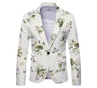RUMAOZIA Men's Regular Fit Rainbow Blazer Men's Jacket Men's Suit Jackets for Leisure Party Wedding Prom Carnival Costume Long Sleeve Colourful Jacket Sporty Suit Jacket One Button, O White, L