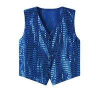 RUMAOZIA Men's Sequin Suit Vest, V-Neck Sleeveless Vest Men's Sequins 70s Glitter Vest Coat Disco Carnival Costume Rave Outfit Sequin Vest Shiny V Neck Gilet, blue, L