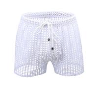 RUMAOZIA Men's Shorts Transparent Shorts Pants Mesh Underwear Cutout Underwear Men Sexy Mesh Boxer Shorts Trunks Loose Shorts Lingerie Sleepwear Erotic Party Clubwear, White, XL