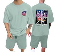 RUMAOZIA Men's Summer T-Shirt and Shorts Set 2-Piece Summer Outfit with Bear Print Back Print Oversized Sports Clothing Two Piece Tracksuit Jogging Suit Short Sleeve Y2K Hip Hop Loungewear