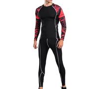 RUMAOZIA Men's Swimsuit One-Piece Swimsuit Swimwear Men Long Sleeve Sun Protection Surf Suit Shorty Wetsuit Beachwear Breathable Full Body Diving Suit with Front Zip, Z01 Red, L