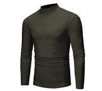 RUMAOZIA Men's Thermal Undershirt Long Sleeve Turtleneck Pullover Shirt Soft Breathable and Warm Turtleneck Shirt Soft Autumn Winter Top Elastic Thermal Underwear Top Compression Tops, p army green, L