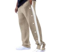 RUMAOZIA Men's Tracksuit Bottoms, Rehabilitation Trousers with Full Side Open, Jogging Bottoms with Press Studs, Men's Rehab Trousers with Side Button Placket to Open, Button Up, Post-Operative Sports