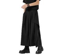 RUMAOZIA Men's Trousers Traditional Plain Skirt Samurai Hakama Harem Trousers Trend Autumn Winter Casual Baggy Trousers Streetwear Kilt Japanese Style Rock Samurai Rock Trousers, Or Black., M