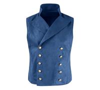 RUMAOZIA Men's Victorian Suit Vest Steampunk Gothic Vest Men's Vest Gothic Steampunk Medieval Double-Breasted Vest Brocade Frock Coat Tailcoat for Halloween Party Costume, X02 Blue, M