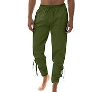 RUMAOZIA Men's Viking Renaissance Steampunk Costume Medieval Trousers Pirate Trousers Leisure Trousers Vintage Renaissance Trousers Vintage Gothic Trousers Cosplay Costume Lace-up Trousers, Green, XL