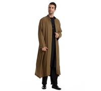 RUMAOZIA Muslim Clothing Men's Kaftan Muslim Dresses Men's Embroidered Muslim Abaya Robe Islamic Arabia Dubai Robe Front Open Kaftan Kimono Traditional Thobe Abaya Djellaba, Z01 Khaki., M