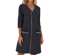 RUMAOZIA Plain Women's Lab Coat Lightweight 3/4 Sleeve Casual Coat White Doctor's Coat Female Casual Style Casual Dress Design Comfortable Everyday Medical Uniform for Work, Study, Laboratory, O Black